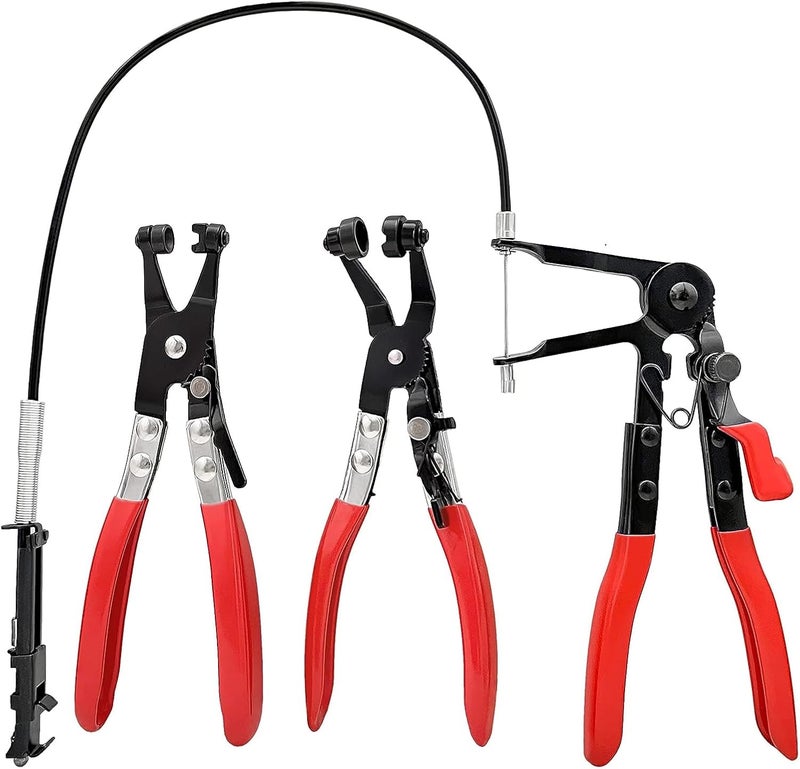 Klfte 3Pc Hose Clamp Removal Tool Kit with Long Wire Spring Hose Clamp for Car Coolant Radiator Heater and Water Hose with Flat or Large Clamps - Image 1